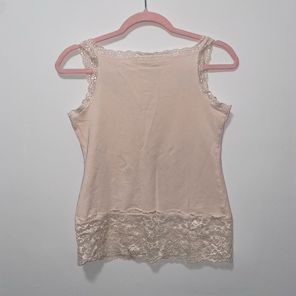 Beautiful Soft Vintage Coquette Downtown Girl Peachy Pink Lace Trim Cami Top - Picture 2 of 9